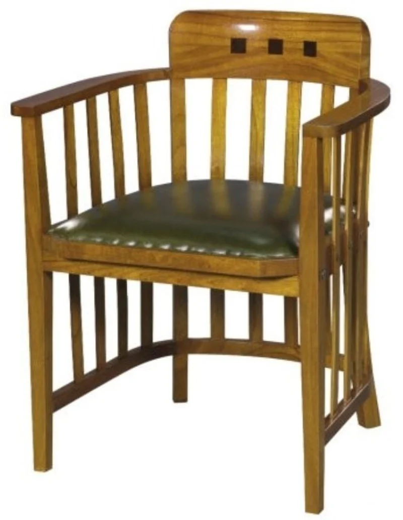 Casa Padrino Luxus Bürostuhl mit Armlehnen Hellbraun / Grün 63 x 52 x H. 80 cm - Büromöbel