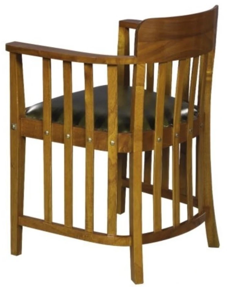 Casa Padrino Luxus Bürostuhl mit Armlehnen Hellbraun / Grün 63 x 52 x H. 80 cm - Büromöbel