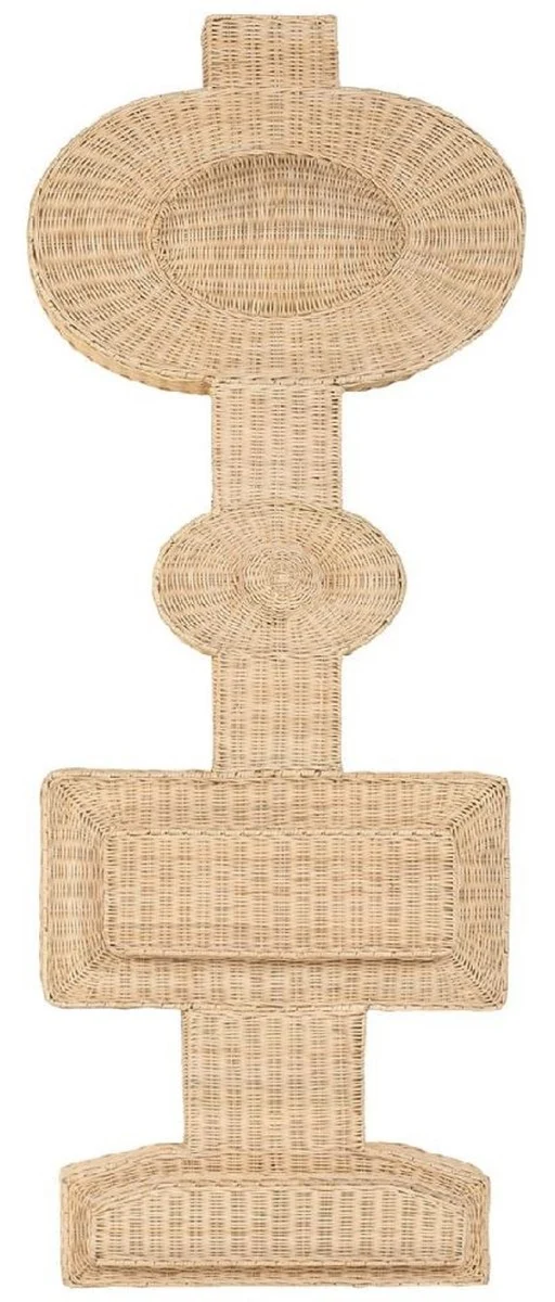 Casa Padrino Luxus Designer Wandleuchte Naturfarben 81 x 15,5 x H. 207 cm - Rattan Wandlampe - Wohnzimmer Wandleuchte - Luxus Leuchten - Rattan Wandleuchten