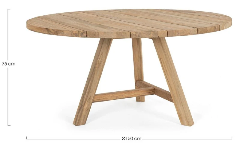 Casa Padrino Luxus Gartentisch Naturfarben Ø 150 x H. 75 cm - Runder Garten Esstisch aus recyceltem Teakholz - Teakholz Garten Möbel - Luxus Garten Möbel