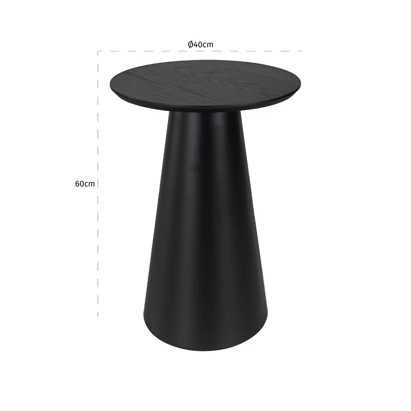 Beistelltisch Jazz black – industrialer Look mit Eichenfurnier-Platte