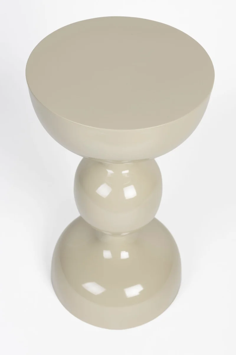 Beistelltisch Lars in Ivory, rundes Metall-Design mit Kugel-Optik