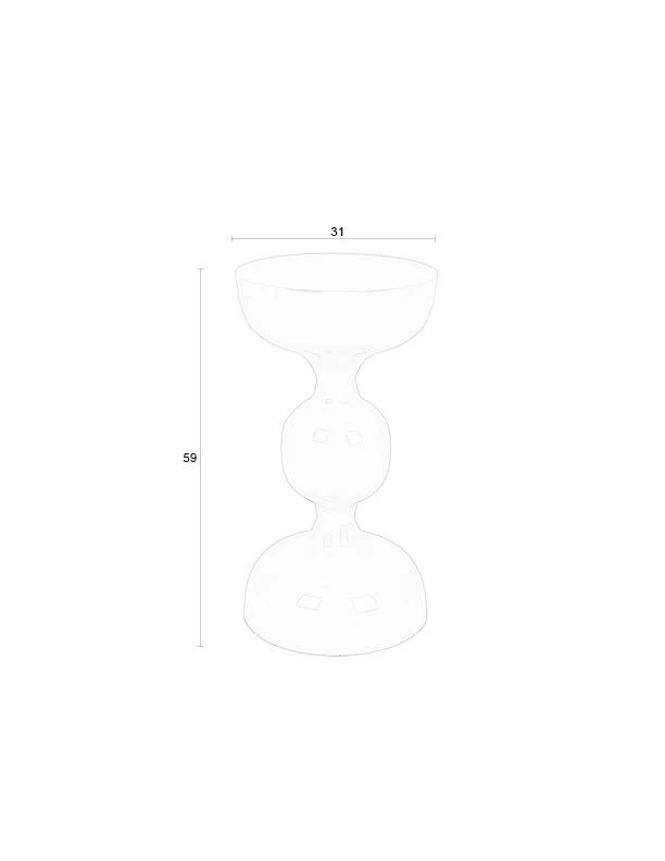 Beistelltisch Lars in Ivory, rundes Metall-Design mit Kugel-Optik
