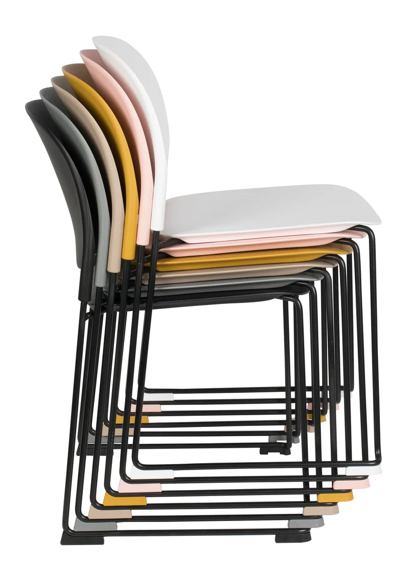 Esszimmerstuhl Stacks im 4er-Set, Stapelstuhl Schwarz aus Kunststoff