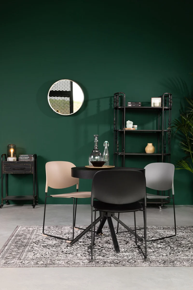 Esszimmerstuhl Stacks im 4er-Set, Stapelstuhl Schwarz aus Kunststoff