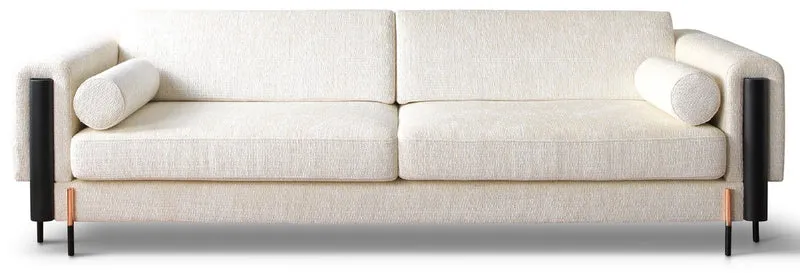 Casa Padrino Luxus Sofa Cremeweiß / Matt Schwarz / Kupfer 260 x 107 x H. 78 cm - Wohnzimmer Sofa - Hotel Sofa - Wohnzimmer Möbel - Hotel Möbel - Luxus Möbel - Luxus Einrichtung