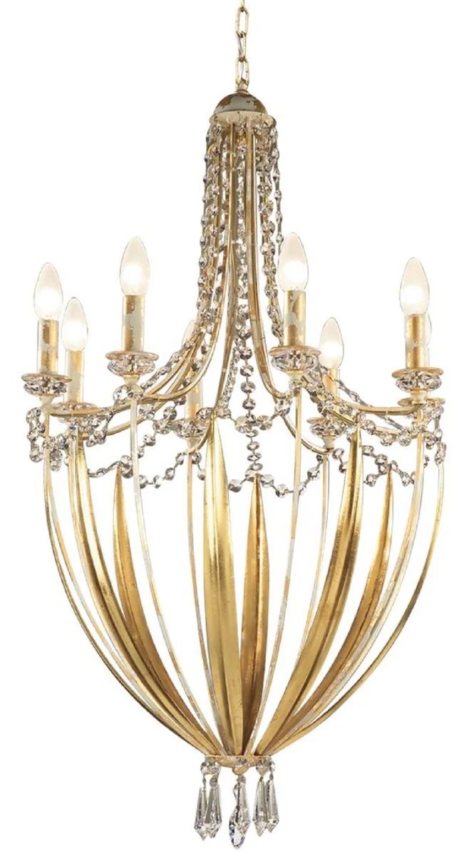 Casa Padrino Luxus Barock Kronleuchter mit Swarovski Kristallglas Gold Ø 55 x H. 98 cm - Prunkvoller Wohnzimmer Kronleuchter im Barockstil - Luxus Qualität - Made in Italy
