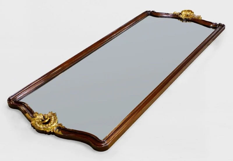 Casa Padrino Luxus Barock Spiegel Dunkelbraun / Antik Gold - Prunkvoller Wandspiegel im Barockstil - Antik Stil Garderoben Spiegel - Wohnzimmer Spiegel - Barock Deko Accessoires - Edel & Prunkvoll