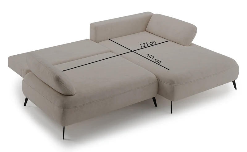 Ecksofa mit Schlaffunktion Avolla, L-förmig, rechtsseitig, mit Stauraum, olivgrüner hydrophober Chenille-Stoff
