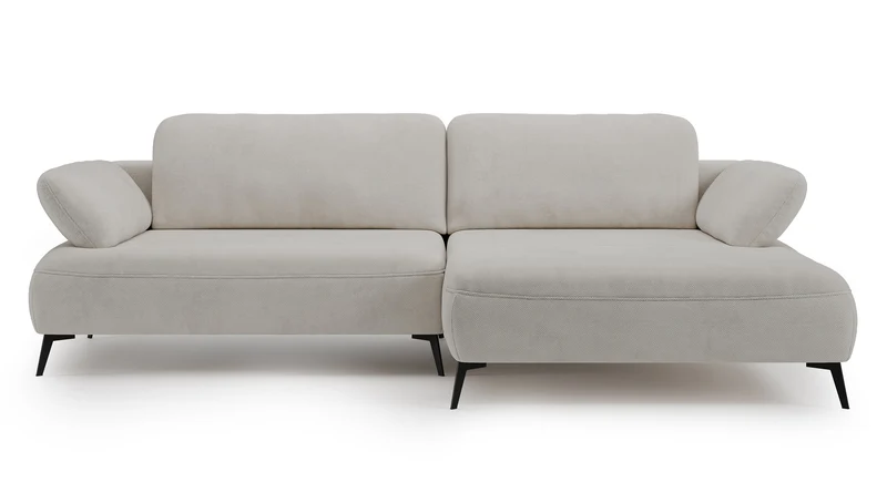 Ecksofa mit Schlaffunktion Avolla, L-Form, rechtsseitig, mit Stauraum, grau-beiger hydrophober Chenillestoff