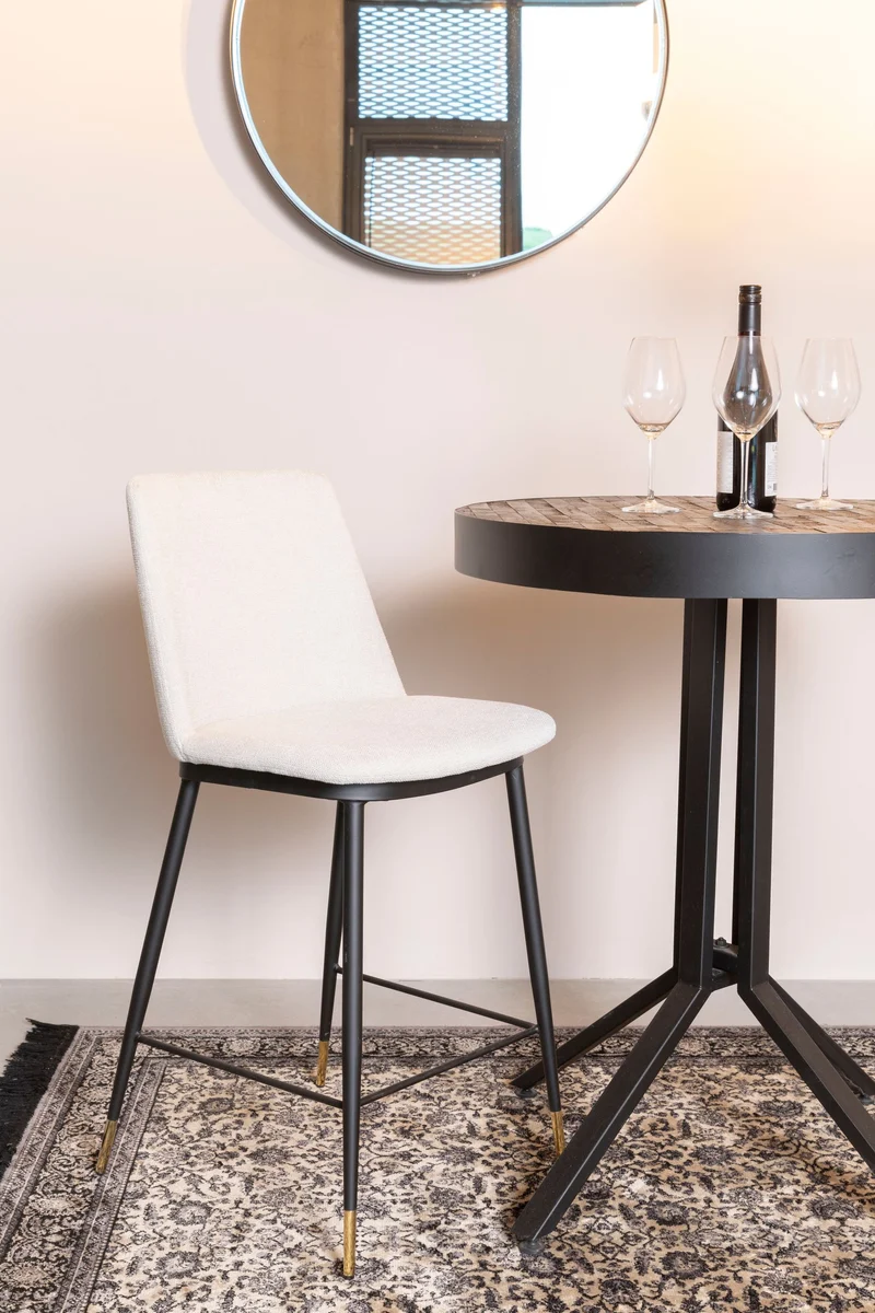 Barhocker Lionel im 2er-Set, Beige mit Stoffbezug und Metallgestell