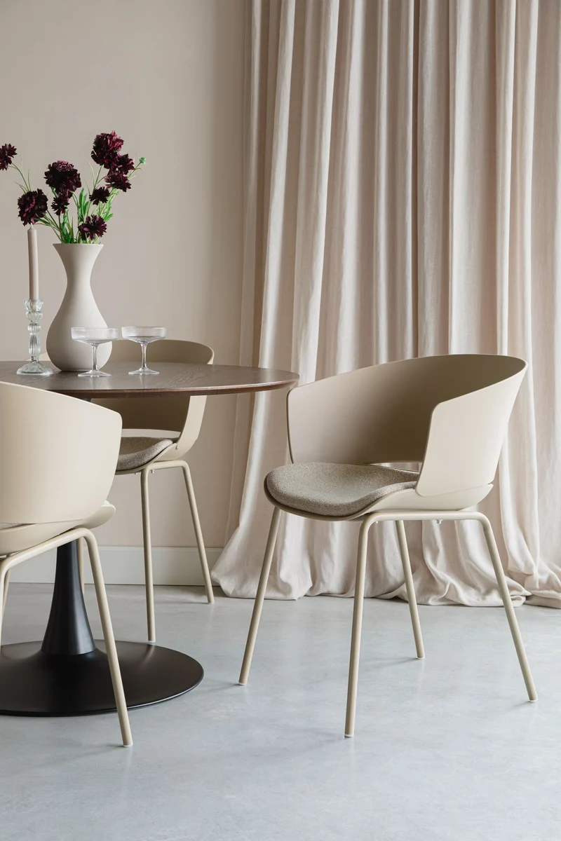 Esszimmerstuhl Jessica im 4er-Set, Beige mit Metallgestell für Küche