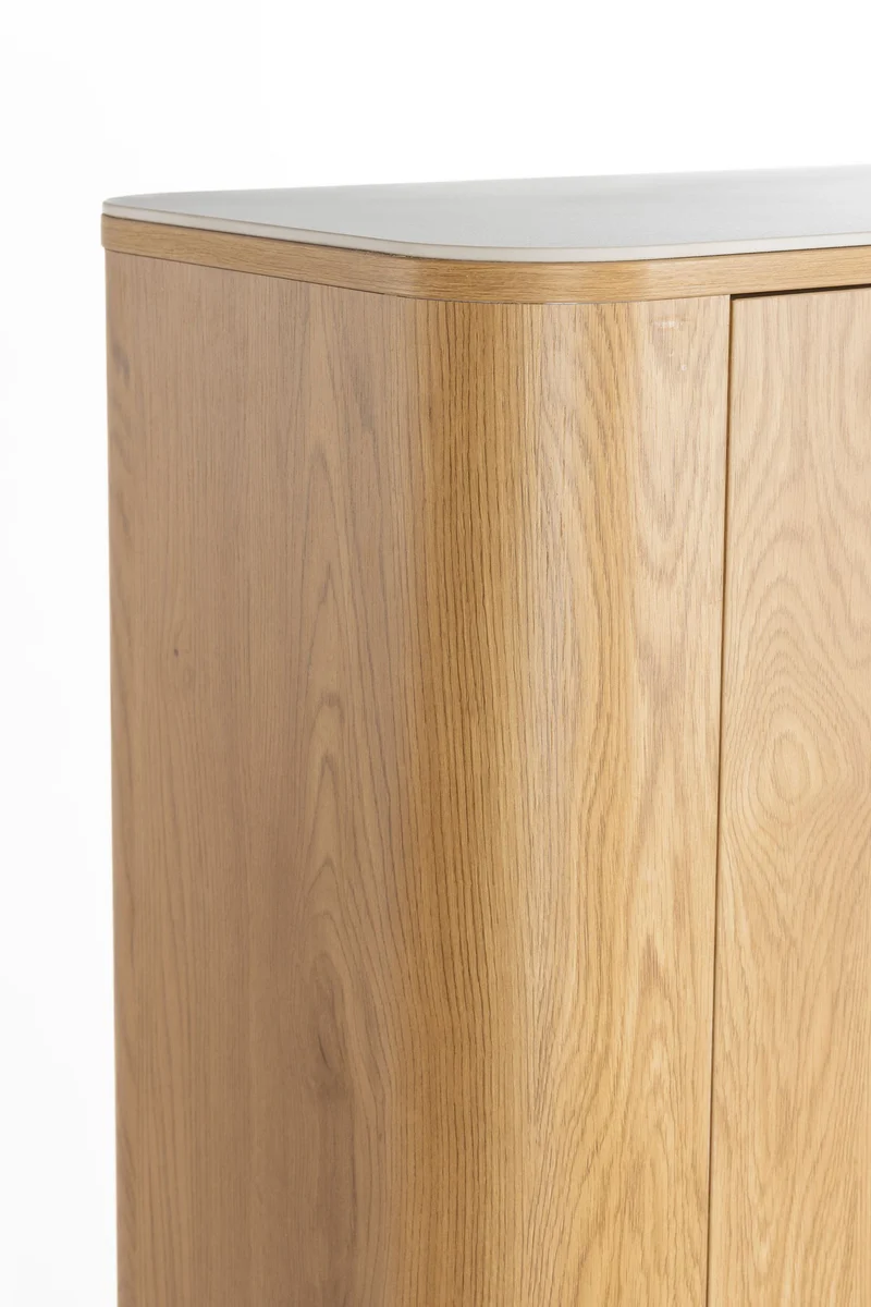 Schrank Almira Oak in Holzoptik mit Marmoroptik-Platte, 100 cm breit