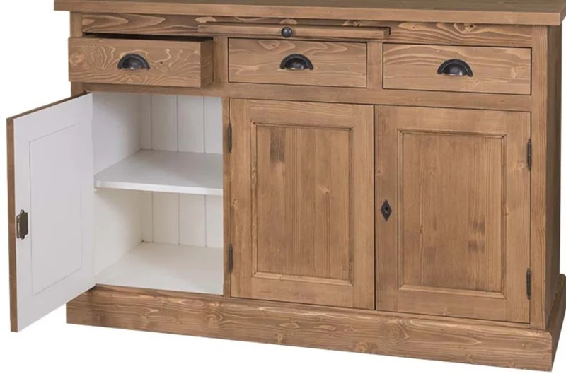 Casa Padrino Landhausstil Küchenschrank Braun / Weiß 137 x 50 x H. 197 cm - 2 Teiliger Küchenschrank mit 5 Türen und 7 Schubladen