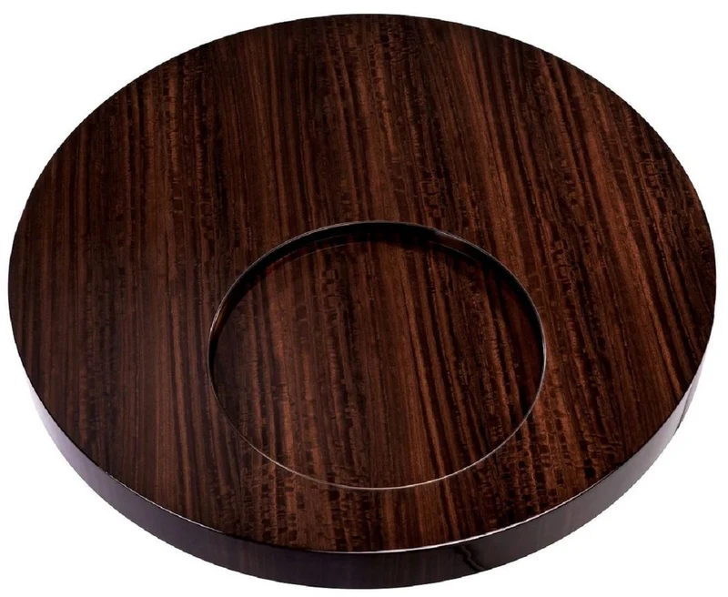 Casa Padrino Luxus Couchtisch Dunkelbraun Hochglanz / Bronze Ø 110 x H. 30,5 cm - Runder Wohnzimmertisch - Wohnzimmer Möbel - Massivholz Möbel - Luxus Möbel - Luxus Einrichtung