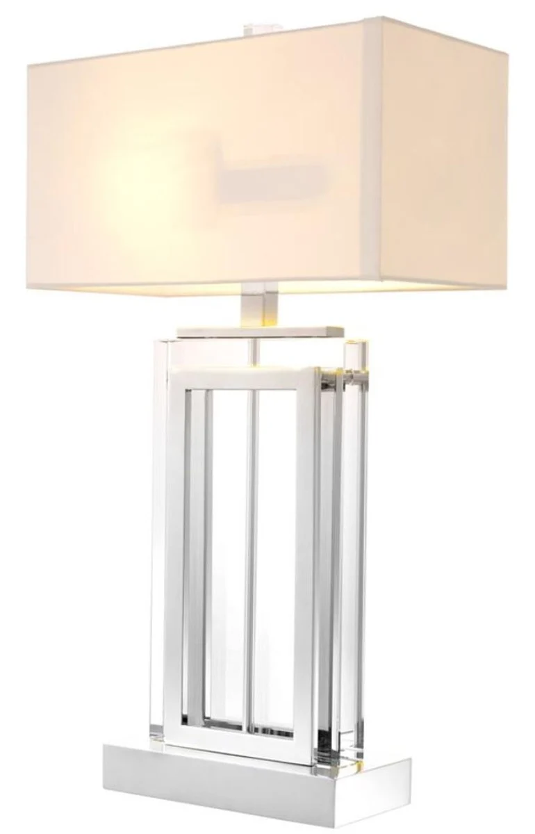 Casa Padrino Luxus Tischleuchte Silber / Weiß 38 x H. 67,5 cm - Hotel & Restaurant Möbel