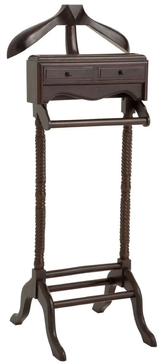 Casa Padrino Luxus Mahagoni Dressboy mit 2 Schubladen Dunkelbraun 51 x 46,5 x H. 123 cm - Kleiderständer - Garderobenständer - Stummer Diener - Schlafzimmer Accessoires - Hotel Accessoires