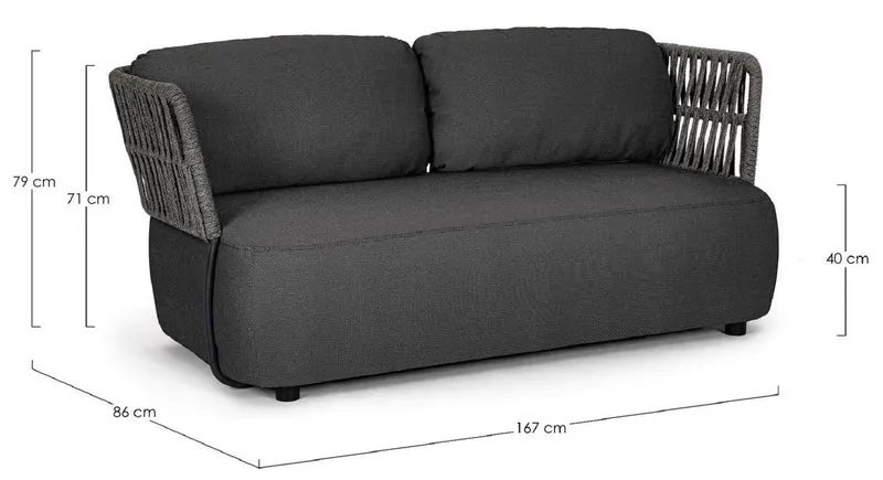 Casa Padrino Luxus Gartensofa Anthrazit / Grau / Schwarz 167 x 86 x H. 79 cm - Wetterbeständiges Garten Sofa - Terrassen Sofa - Garten Möbel - Terrassen Möbel - Outdoor Möbel