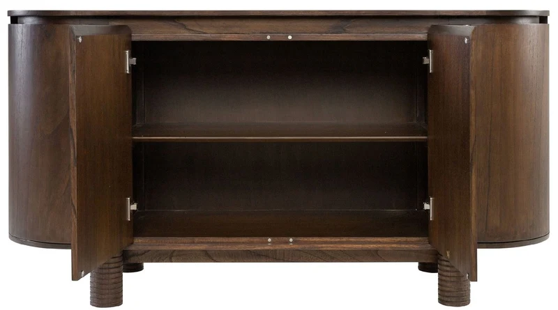 Casa Padrino Luxus Sideboard Dunkelbraun 160 x 49,5 x H. 82 cm - Massivholz Schrank mit 4 Türen - Massivholz Möbel - Luxus Möbel