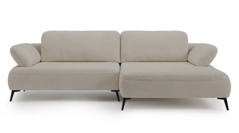 Ecksofa mit Schlaffunktion Avolla, L-förmig, rechtsseitig, mit Stauraum, beige, hydrophobes Chenille