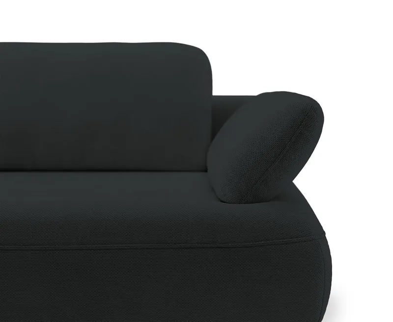 Ecksofa mit Schlaffunktion Avolla, L-förmig, linke Seite, mit Stauraum, graphitfarbener hydrophober Chenille-Stoff