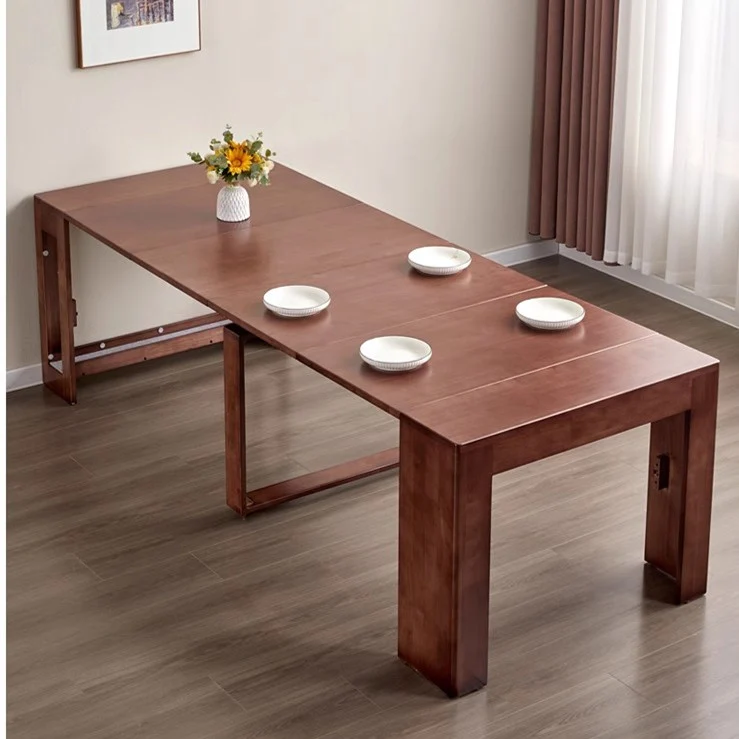 Platzsparender und ausziehbarer Tisch mit 4 Einlegeplatten