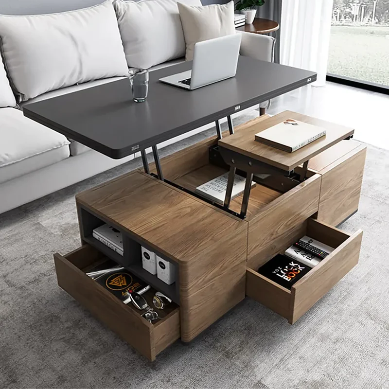 3-in-1-Klapp-Lift-Top-Multifunktions-Couchtisch mit Universalrädern