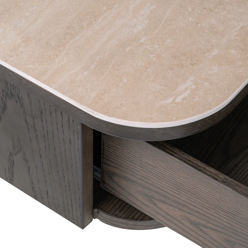 Nachttisch Nando wandmontiert mit Travertin-Optik – Richmond Interiors