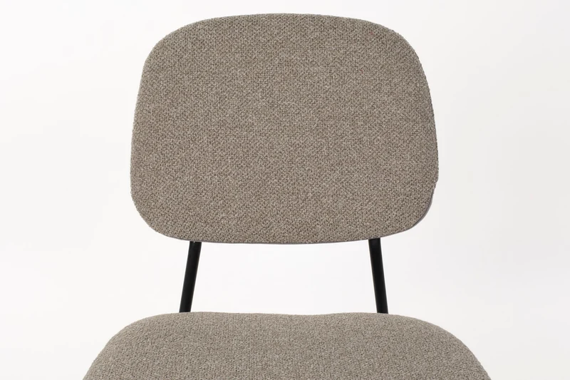 Esszimmerstuhl Roos im 2er-Set, Beige mit schwarzem Metallgestell