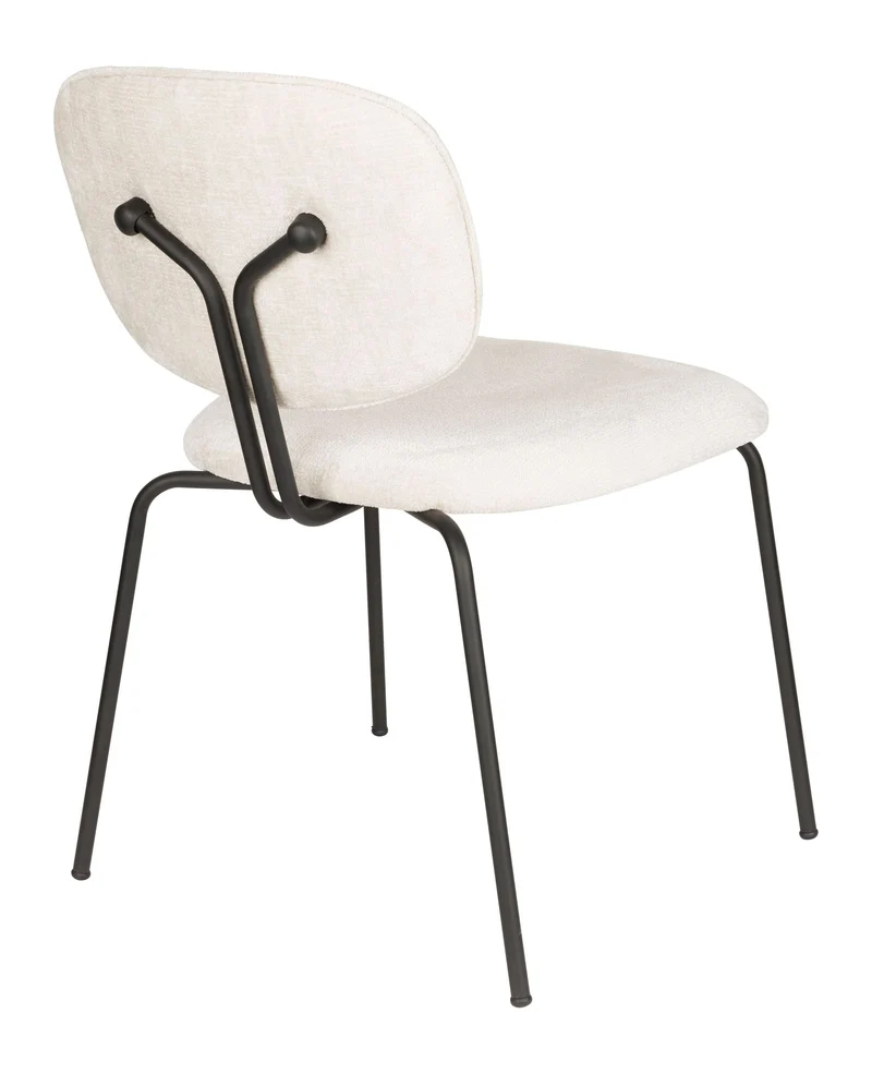 Esszimmerstuhl Bouton im 2er-Set, Off-White mit Gestell aus Eisen