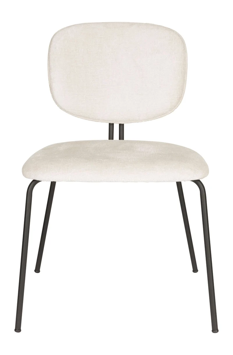 Esszimmerstuhl Bouton im 2er-Set, Off-White mit Gestell aus Eisen
