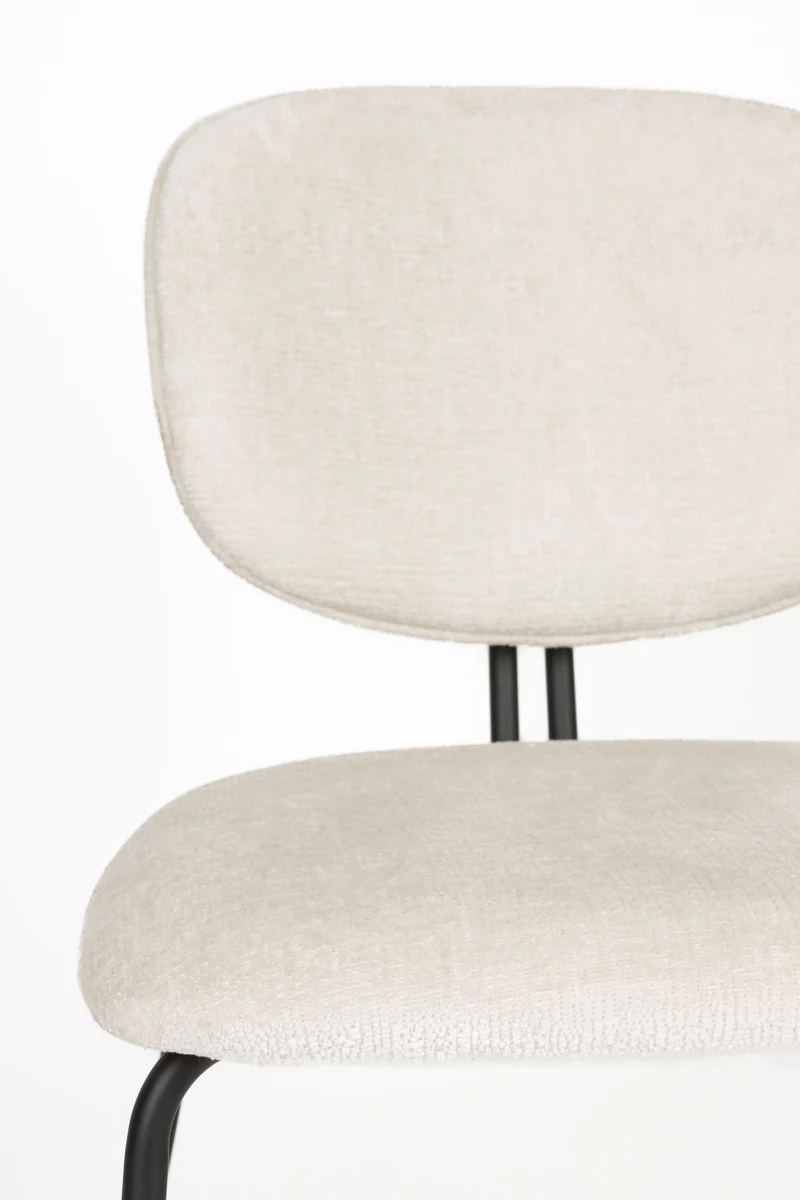 Esszimmerstuhl Bouton im 2er-Set, Off-White mit Gestell aus Eisen