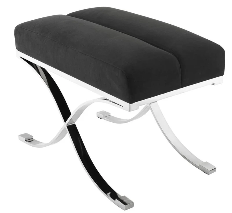 Casa Padrino Luxus Hocker Anthrazitgrau 69 x 42 x H. 51 cm - Designermöbel