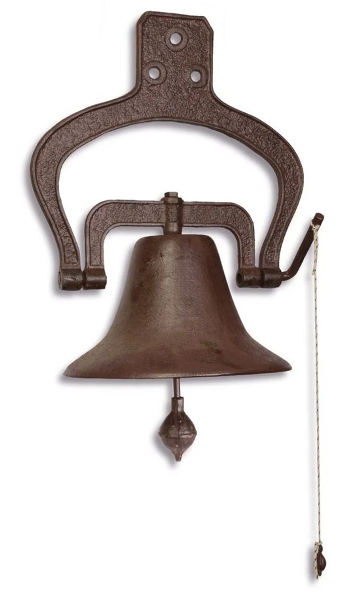 Casa Padrino Gusseisen Schiffsglocke im Barockstil Braun 46,3 x 35,3 x H. 57,5 cm - Nostalgische Garten Deko