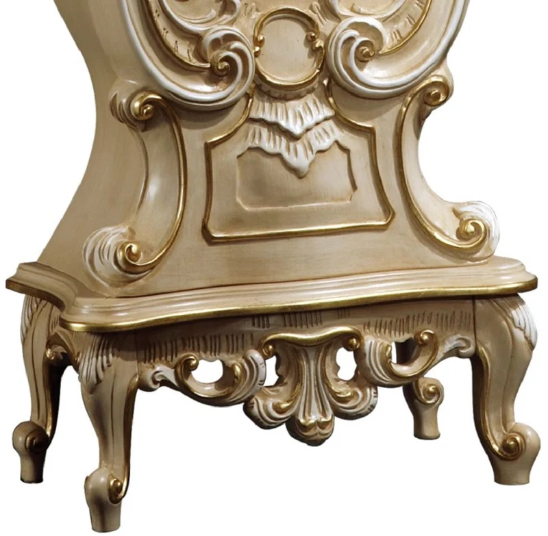 Casa Padrino Luxus Barock Standuhr Beige / Weiß / Gold - Prunkvolle Massivholz Pendeluhr im Barockstil - Barock Interior - Barock Standuhren - Luxus Qualität - Made in Italy