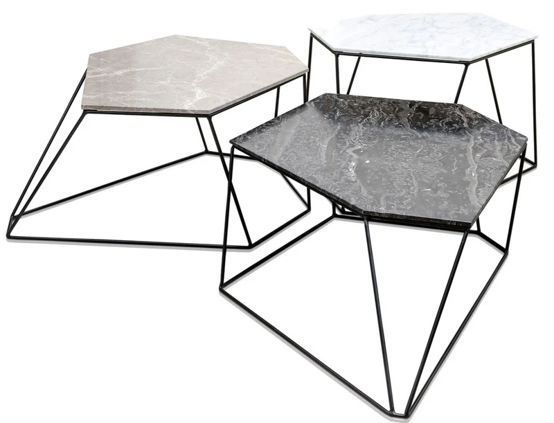 Casa Padrino Designer Couchtisch Set Weiß / Grau / Schwarz - Luxus Wohnzimmermöbel