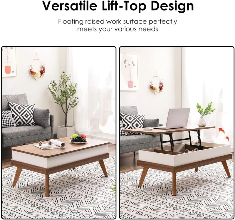Einfach zu montierender Lift-Top-Couchtisch mit verstecktem Staufach