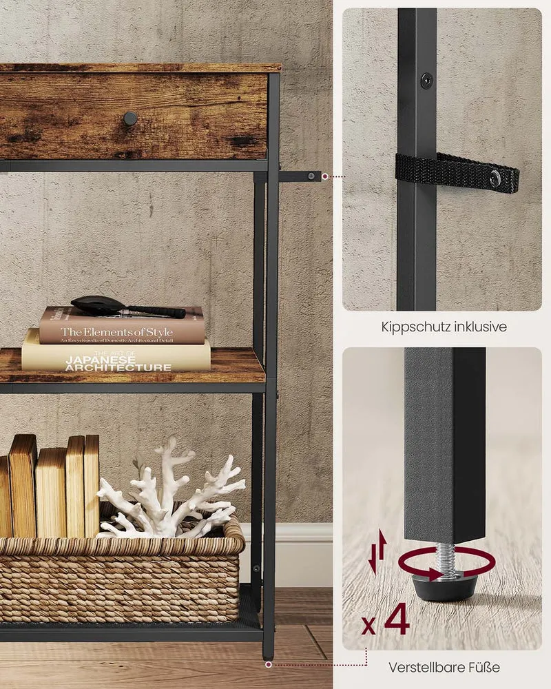 Industrielles Sideboard mit Schubladen – Schmaler Konsolentisch – Schuhregal und Staufächer