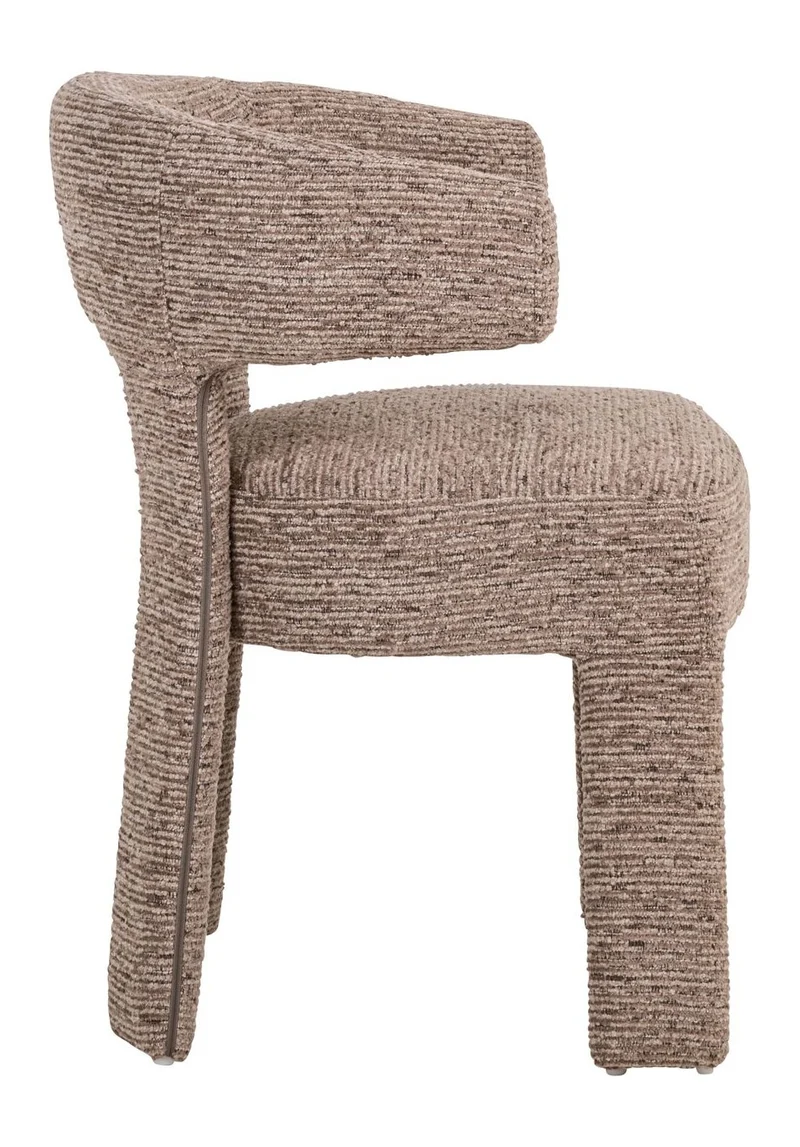 Esszimmerstuhl Nerio Mocca Linear mit skulpturalem Eisengestell