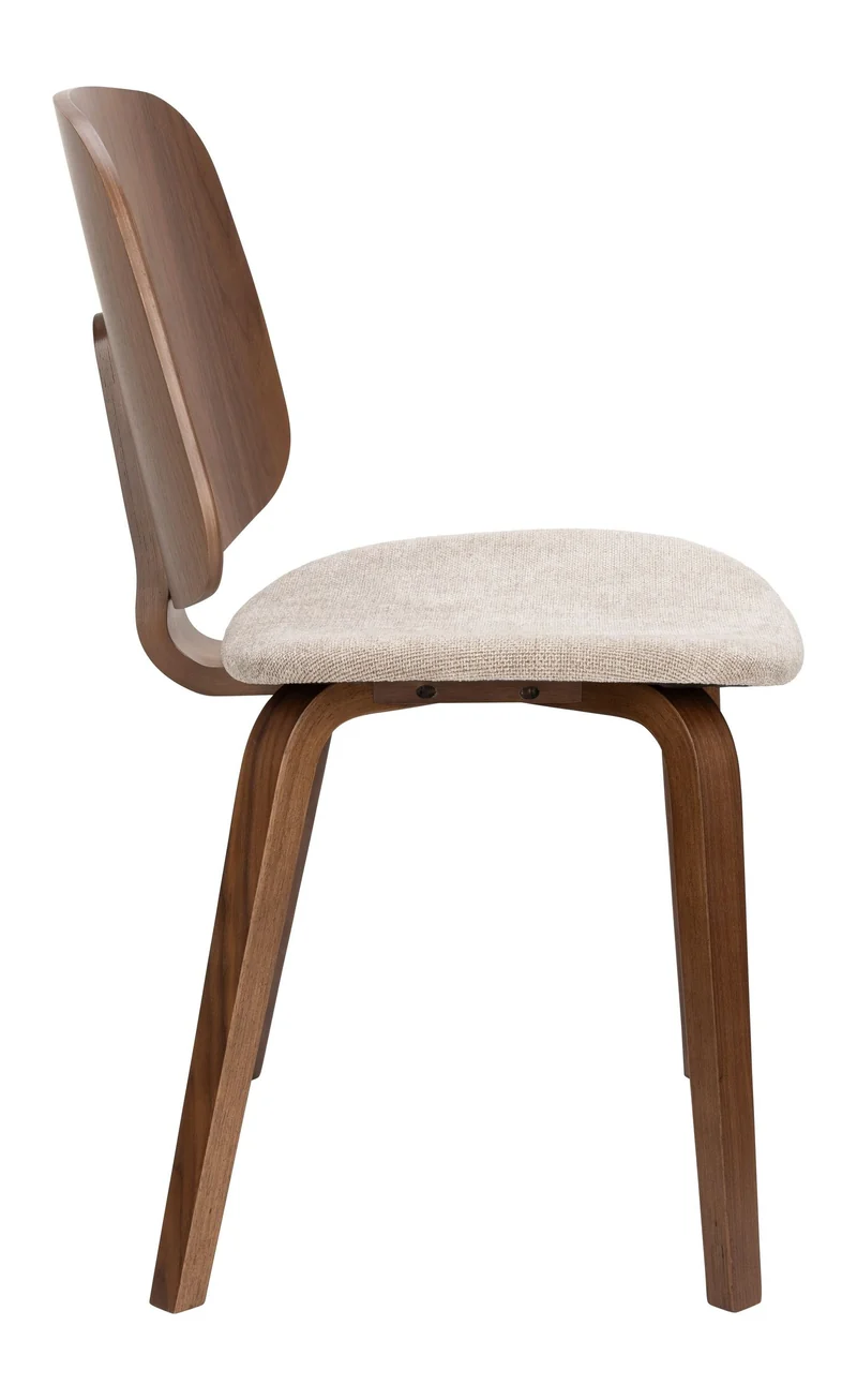 Esszimmerstuhl Walden im 2er-Set, Beige mit Gestell aus Gummibaumholz