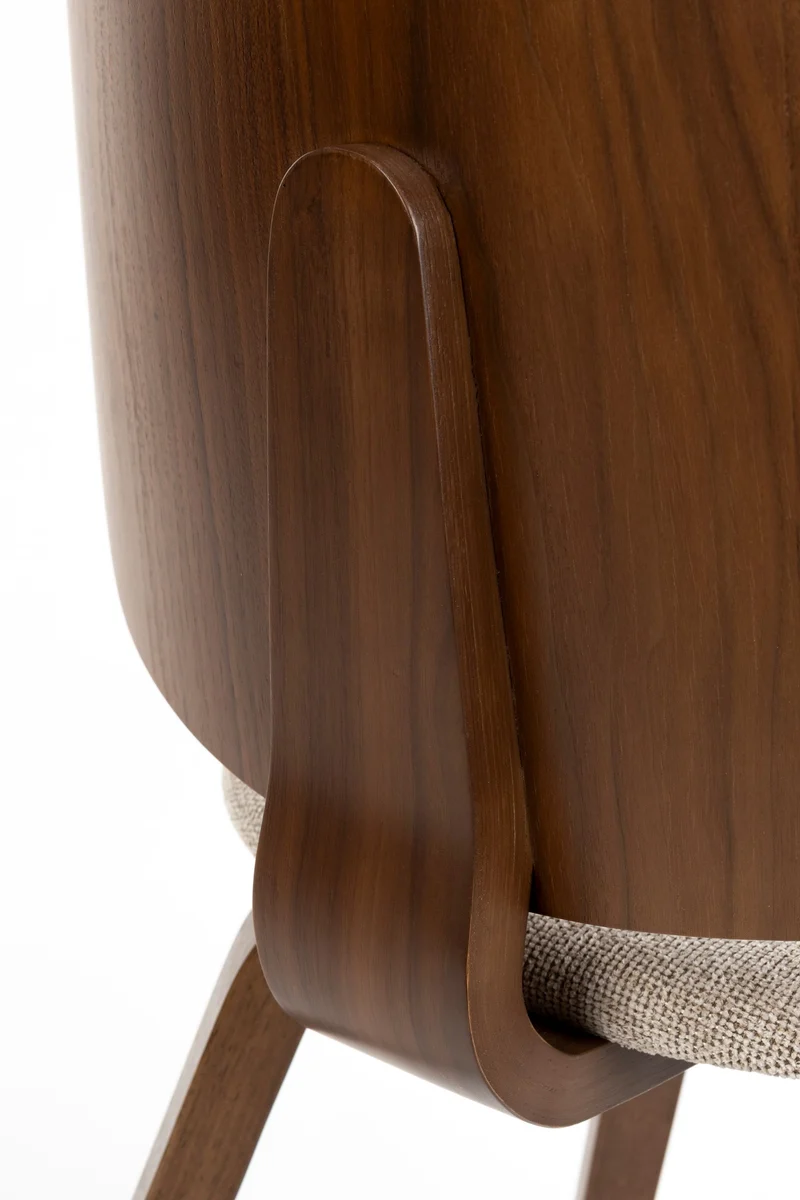 Esszimmerstuhl Walden im 2er-Set, Beige mit Gestell aus Gummibaumholz