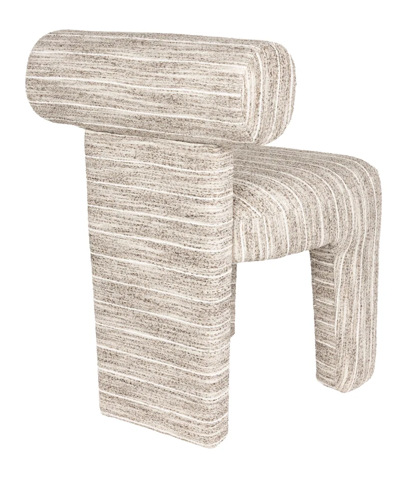 Esszimmerstuhl Vana im Dreibein-Design mit gestreiftem Bezug, Beige