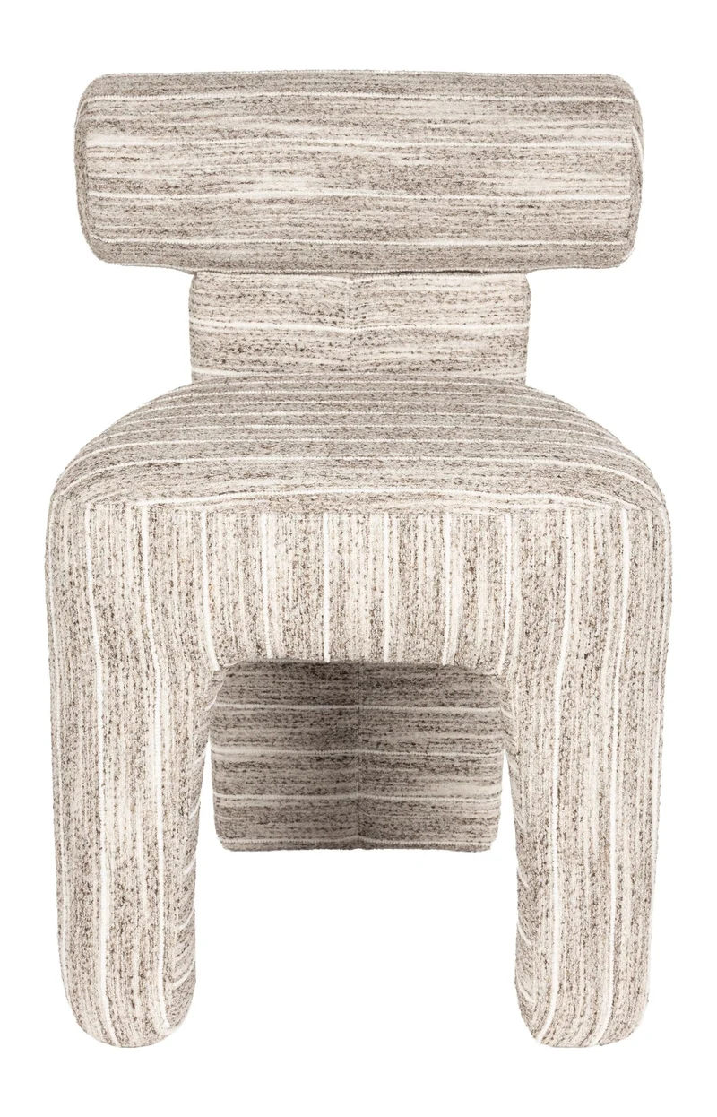 Esszimmerstuhl Vana im Dreibein-Design mit gestreiftem Bezug, Beige