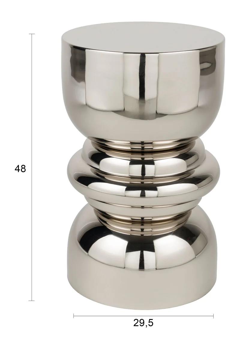 Beistelltisch Kinga in Silber aus Eisen, skulpturale Form fürs