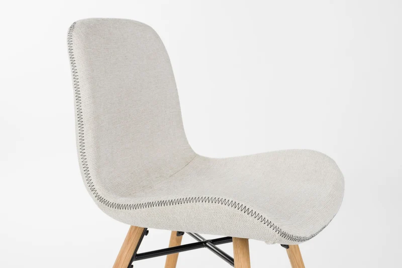 Esszimmerstuhl Lester im 2er-Set, Beige mit Eichenholz-Gestell