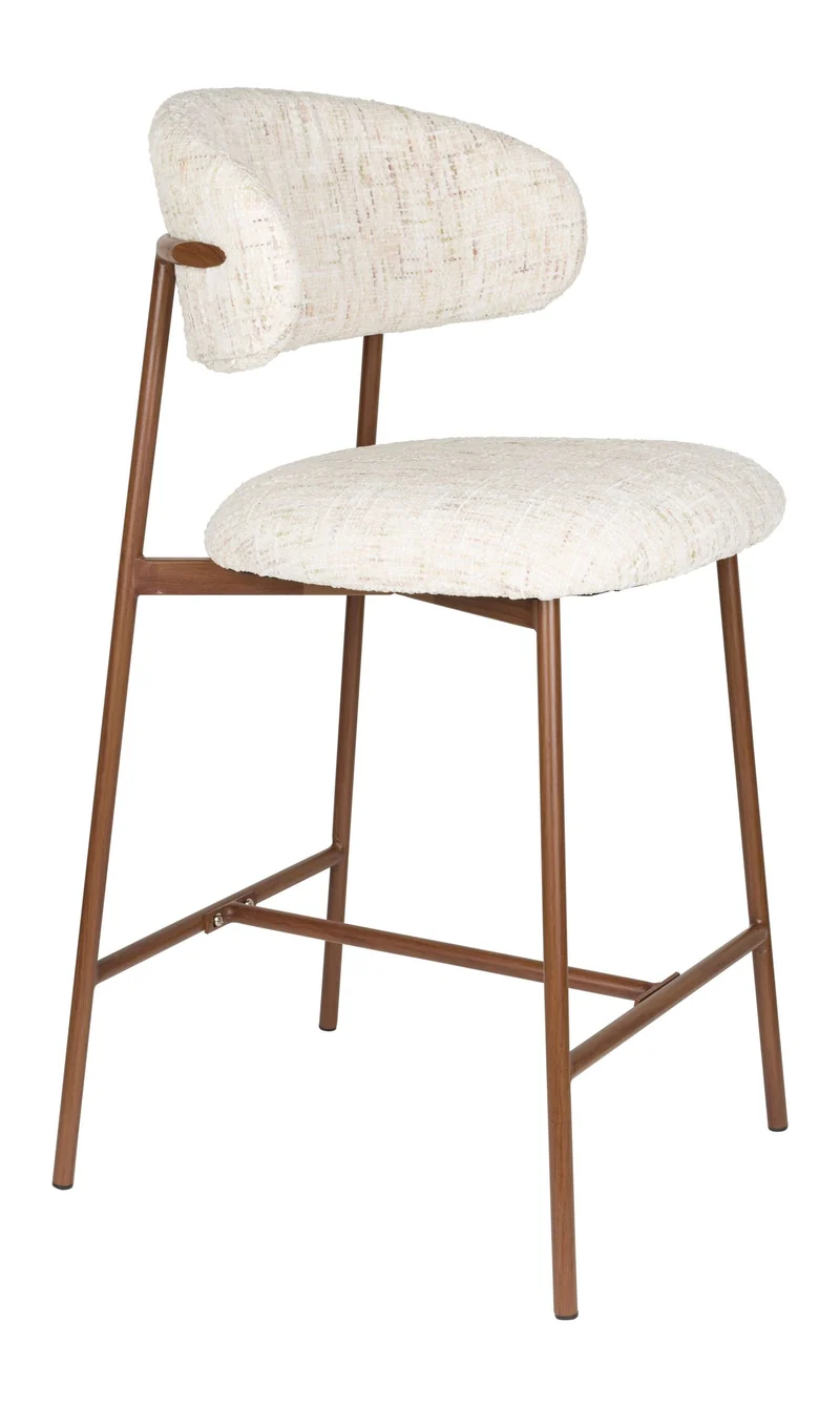 Barhocker Claes im 2er-Set, Off-White mit Eisengestell für Esszimmer