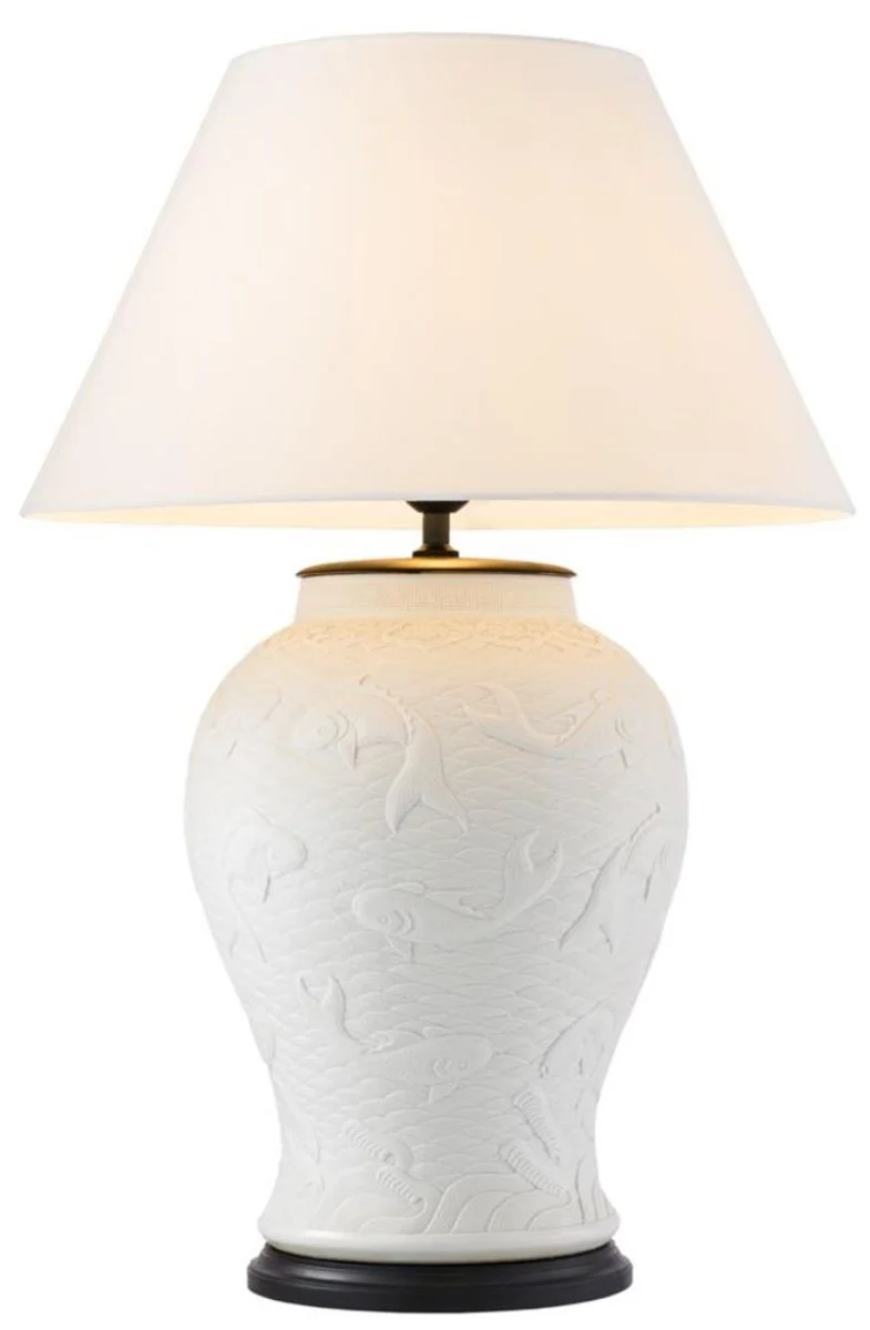 Casa Padrino Luxus Porzellan Tischleuchte Weiß - Limited Edition