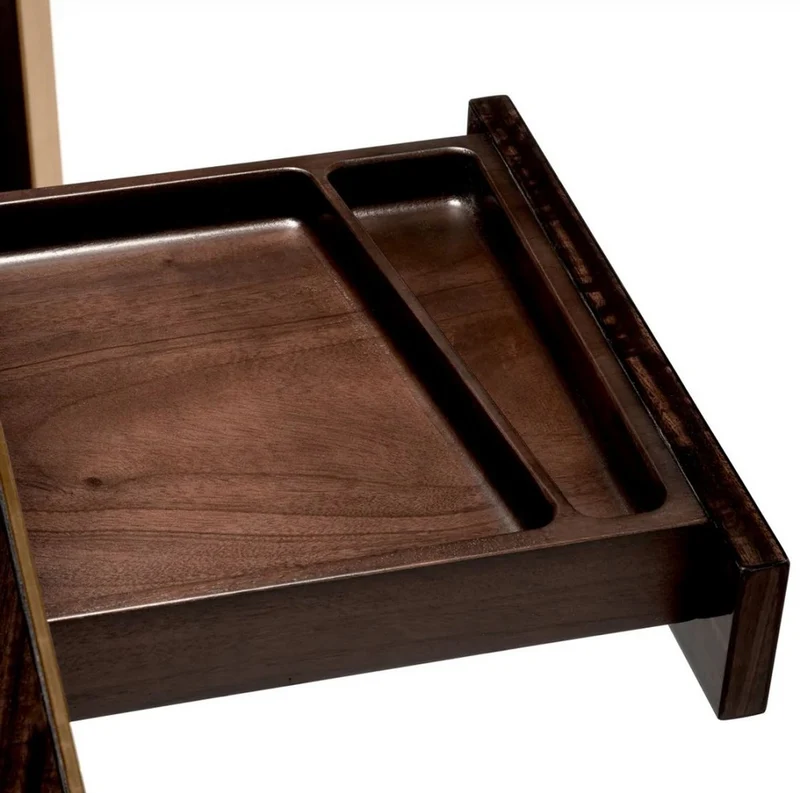 Casa Padrino Luxus Schreibtisch Braun / Messing 106 x 68 x H. 75 cm - Massivholz Bürotisch mit Schublade - Computertisch - Büro Möbel - Luxus Möbel - Luxus Einrichtung - Luxus Qualität