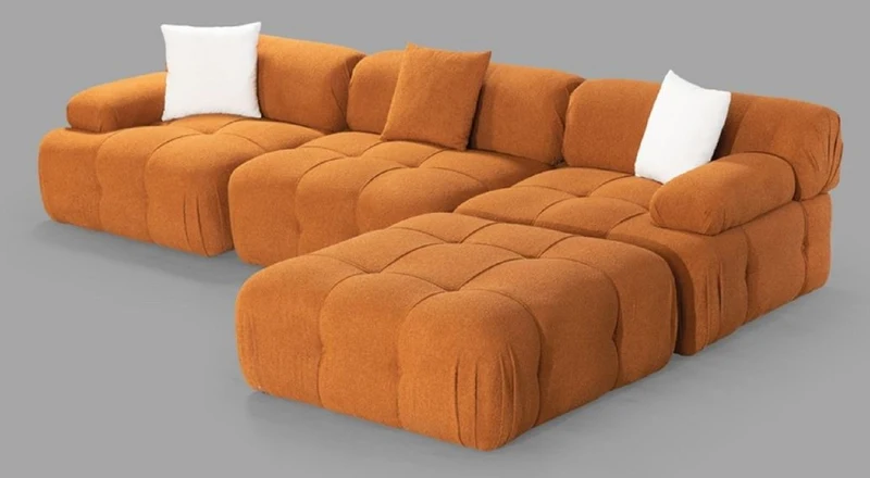Casa Padrino Luxus Wohnzimmer Sofa Braun 300 x 200 x H. 70 cm - Modulares 4 Teiliges Ecksofa - Hotel Sofa - Wohnzimmer Möbel - Hotel Möbel - Luxus Möbel