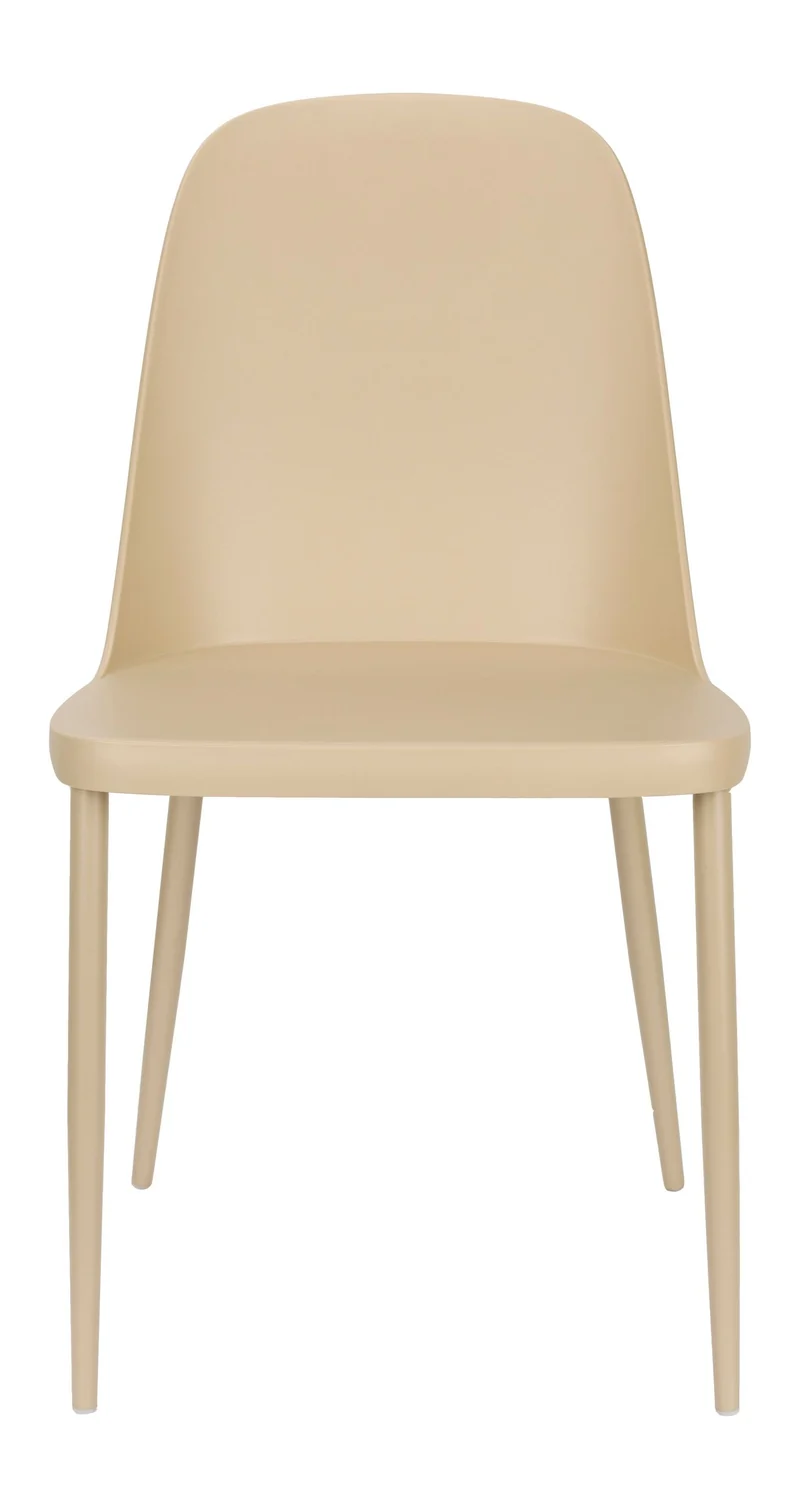 Esszimmerstuhl Pip im 2er-Set, Beige mit durchgefärbtem Metallgestell